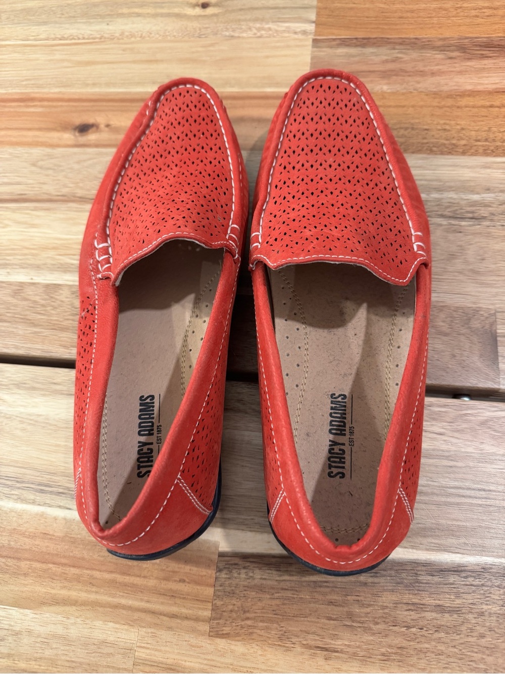 Stacy Adams -Red Perforated Slip-On Loafers